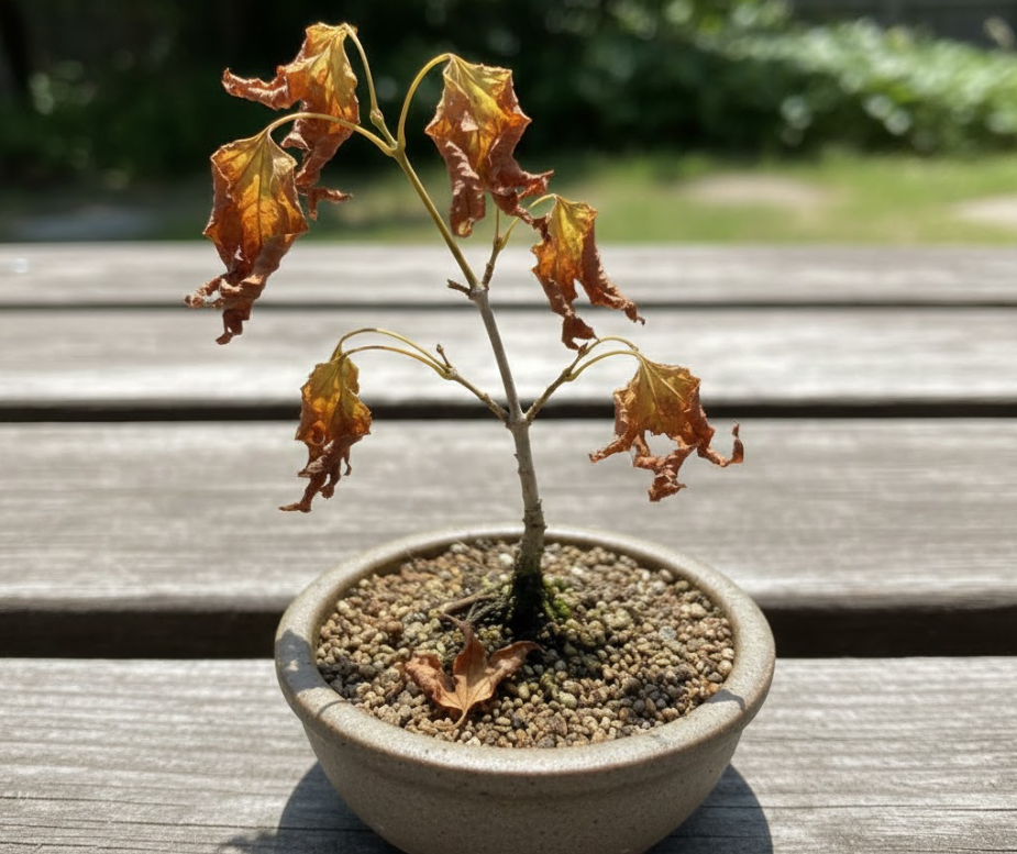 葉焼けしたもみじ