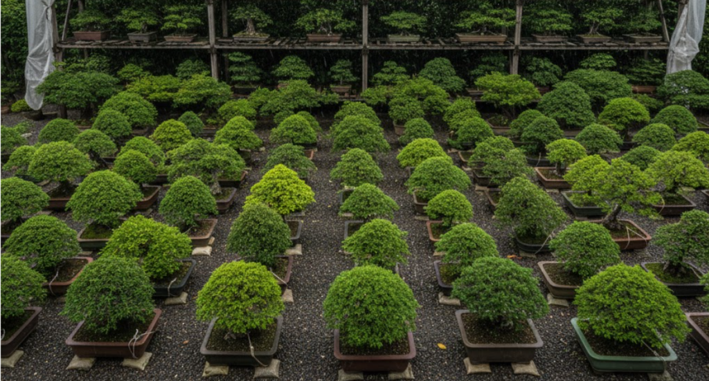 並べられた盆栽
