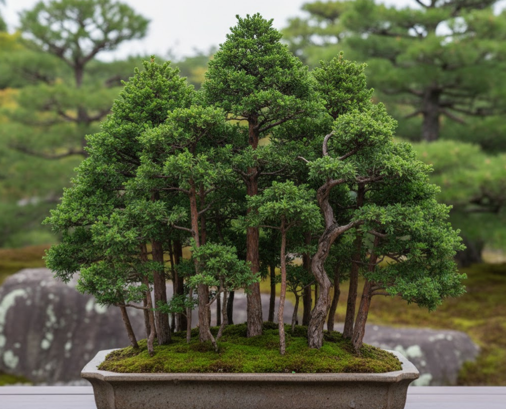 寄せ植えの杉盆栽