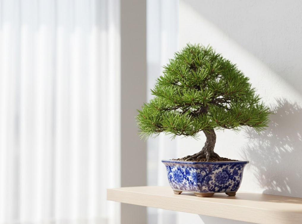 洋室に和の盆栽