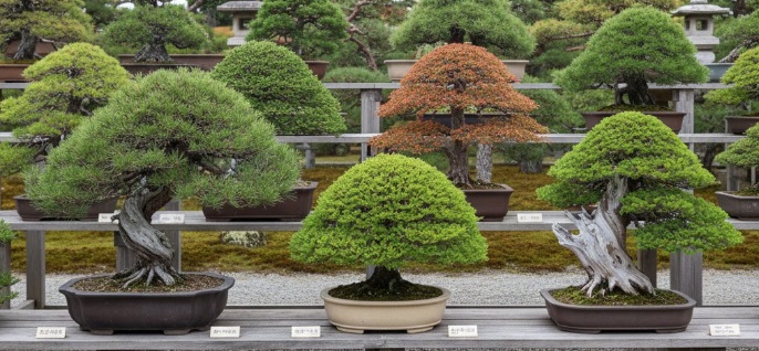 青々とした松柏盆栽