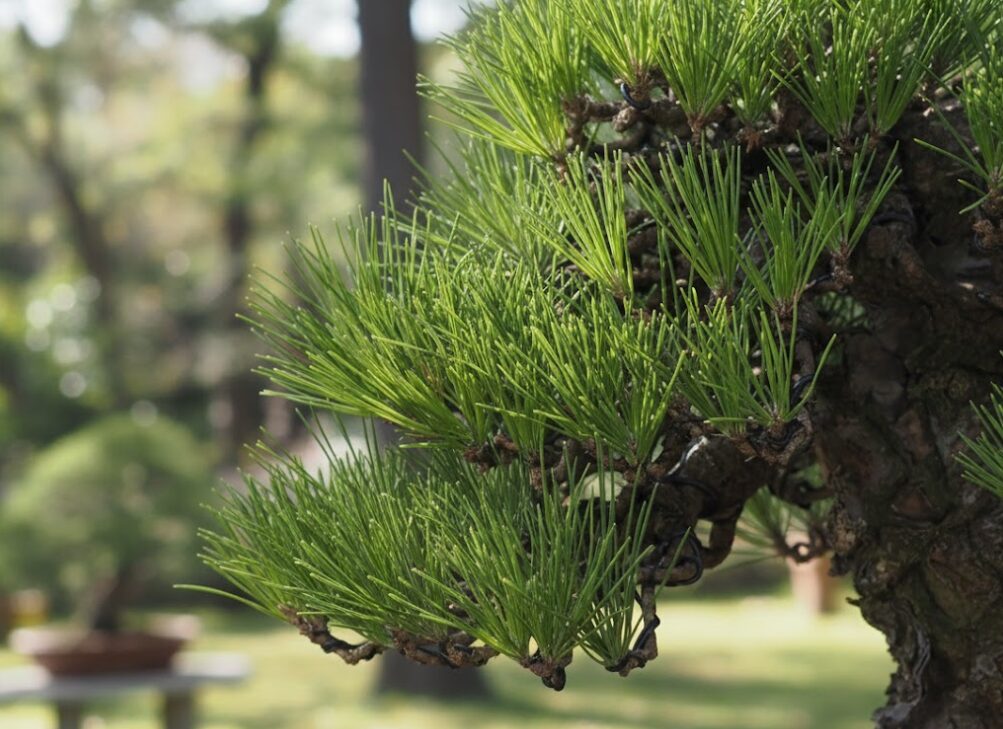 葉が鋭く色が濃い三河黒松の葉